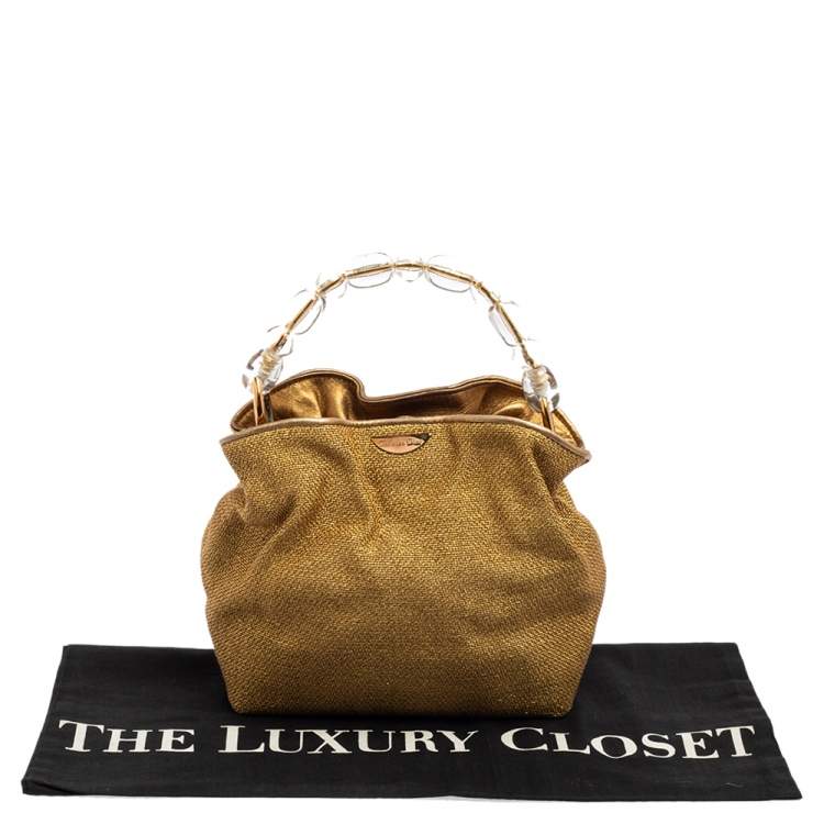 Pre Owned Dior Gold Woven Raffia Hobo 