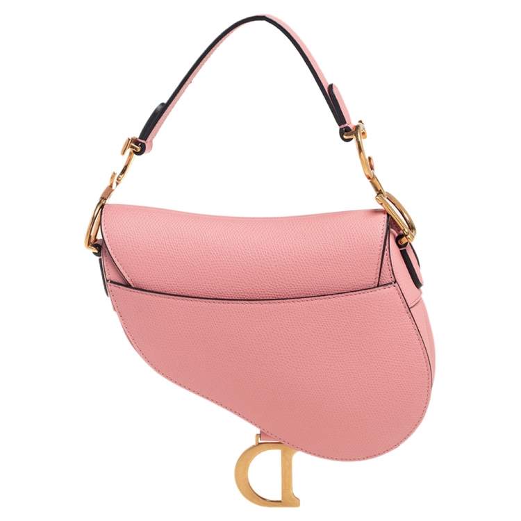 Pre Owned Dior Pink Leather Saddle Shoulder Bag