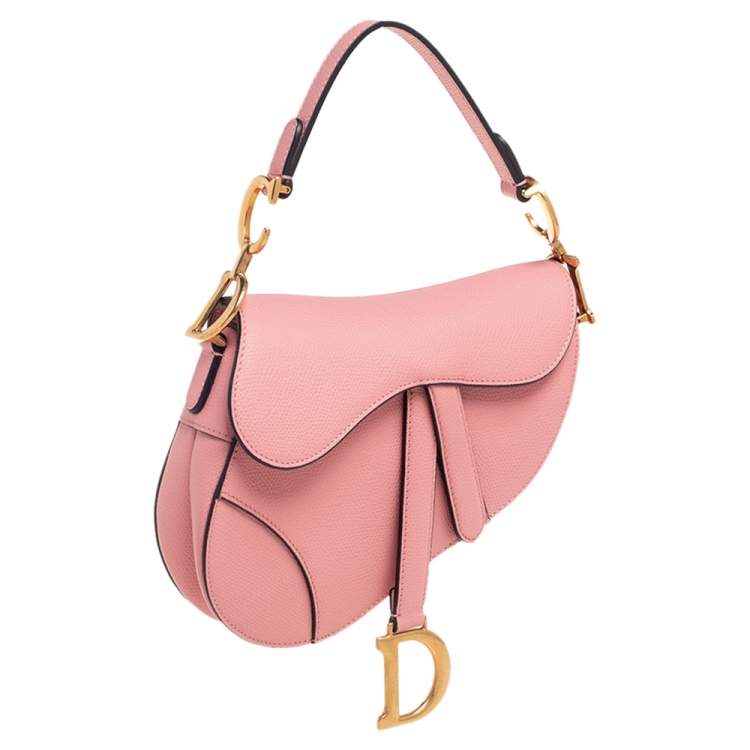 Pre Owned Dior Pink Leather Saddle Shoulder Bag