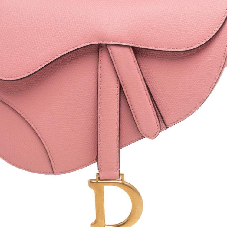 Pre Owned Dior Pink Leather Saddle Shoulder Bag