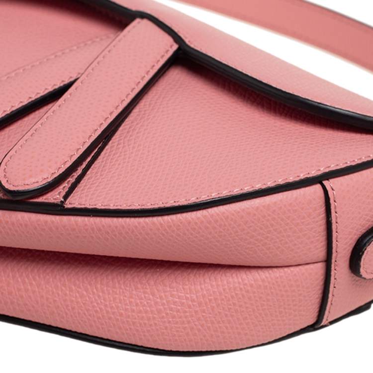 Pre Owned Dior Pink Leather Saddle Shoulder Bag