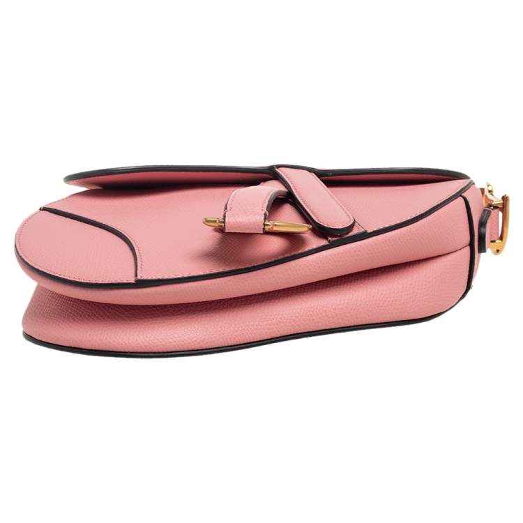 Pre Owned Dior Pink Leather Saddle Shoulder Bag