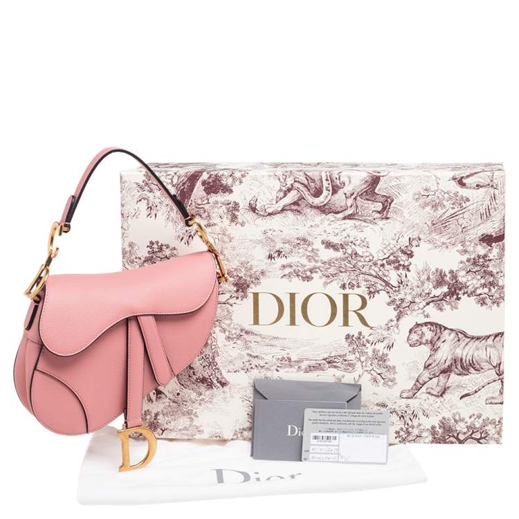 Pre Owned Dior Pink Leather Saddle Shoulder Bag