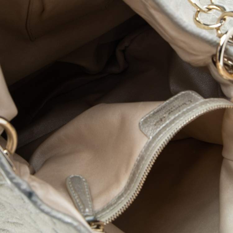 Pre Owned Dior Gold Quilted Cannage Leather Large Soft Lady Dior Hobo