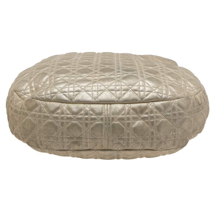 Pre Owned Dior Gold Quilted Cannage Leather Large Soft Lady Dior Hobo