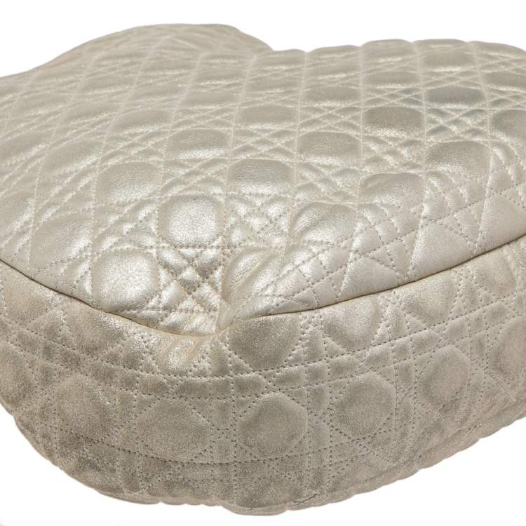 Pre Owned Dior Gold Quilted Cannage Leather Large Soft Lady Dior Hobo