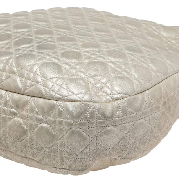 Pre Owned Dior Gold Quilted Cannage Leather Large Soft Lady Dior Hobo