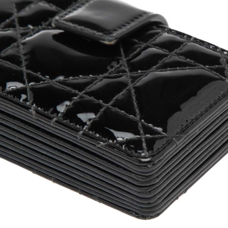 Pre Owned  Dior Black Cannage Patent Leather Lady Dior Gusset Card Case 
