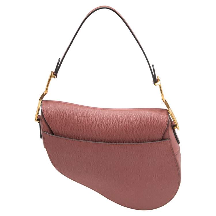 Pre Owned Dior Old Rose Leather Saddle Shoulder Bag