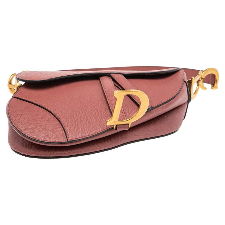 Pre Owned Dior Old Rose Leather Saddle Shoulder Bag