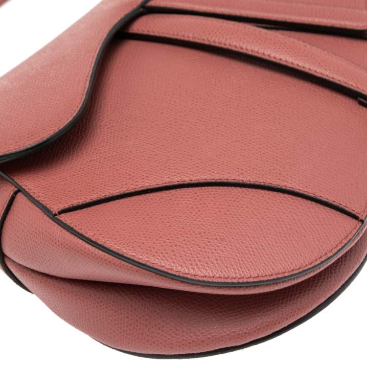 Pre Owned Dior Old Rose Leather Saddle Shoulder Bag