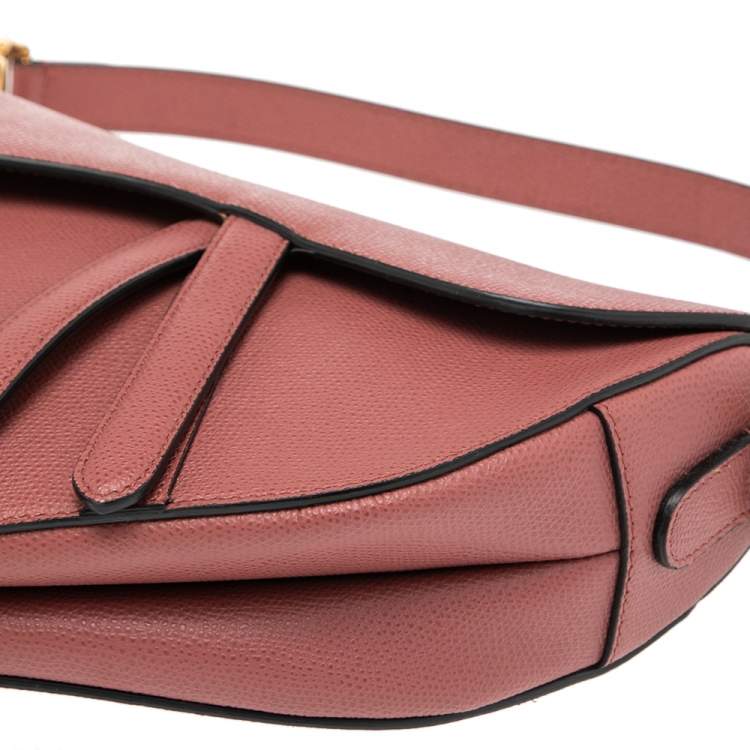 Pre Owned Dior Old Rose Leather Saddle Shoulder Bag