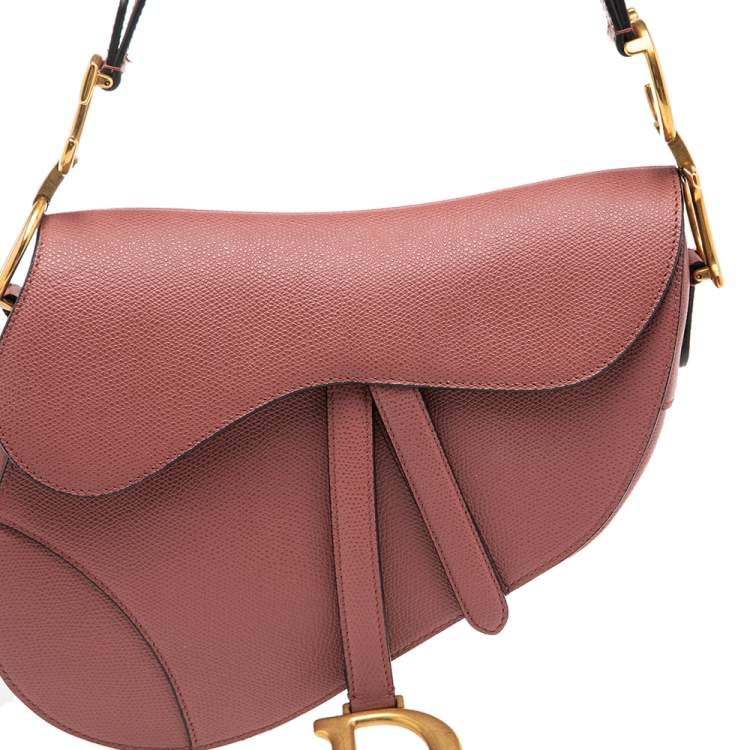 Pre Owned Dior Old Rose Leather Saddle Shoulder Bag
