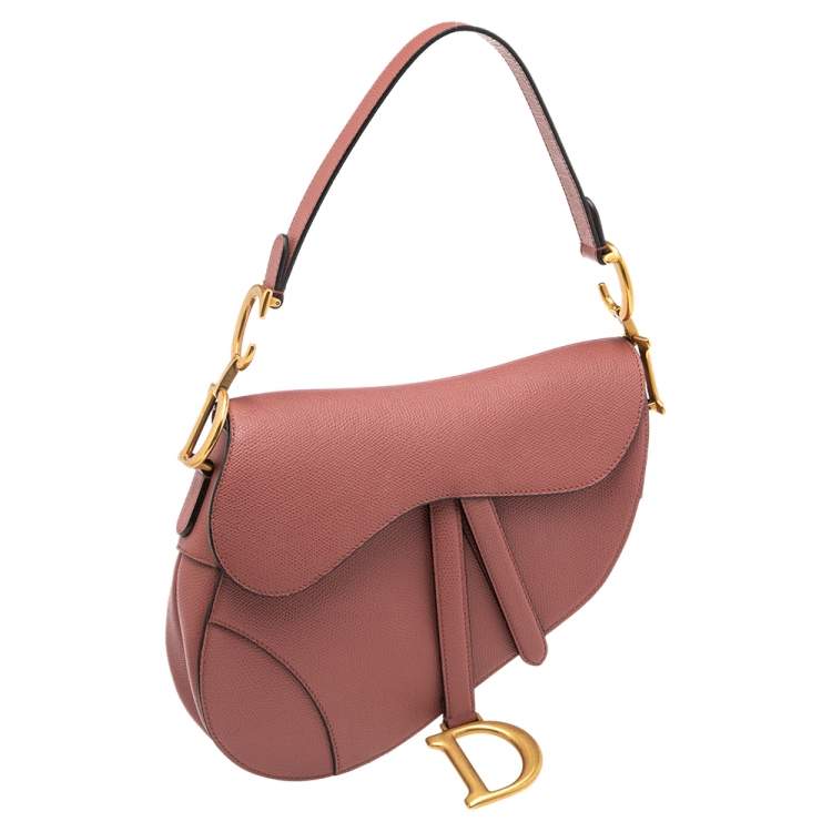 Pre Owned Dior Old Rose Leather Saddle Shoulder Bag