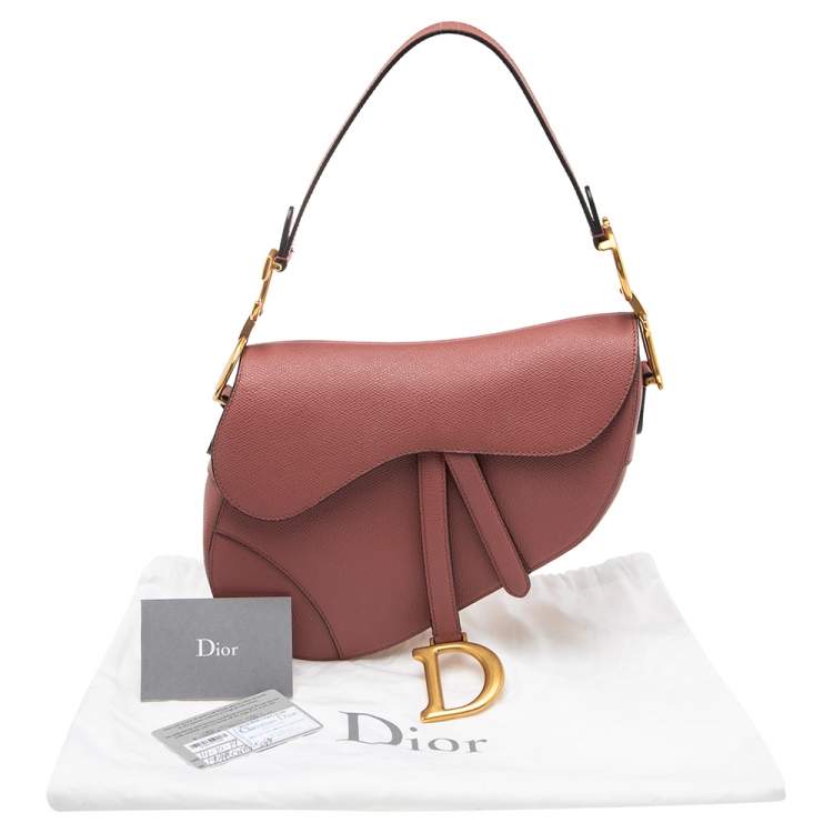 Pre Owned Dior Old Rose Leather Saddle Shoulder Bag