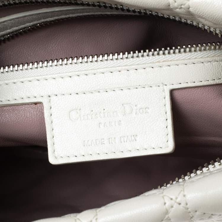 Pre Owned Dior White Cannage Leather Panarea Zip Pouch
