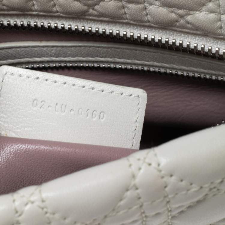 Pre Owned Dior White Cannage Leather Panarea Zip Pouch