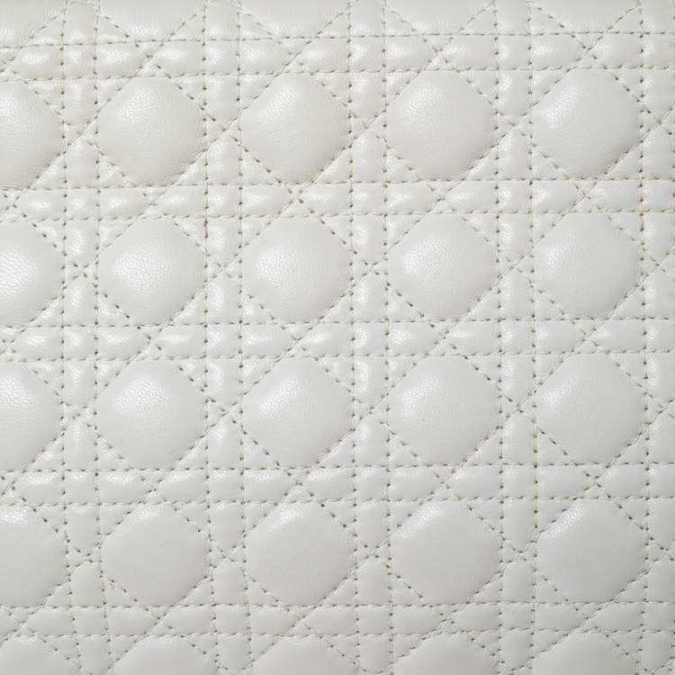Pre Owned Dior White Cannage Leather Panarea Zip Pouch