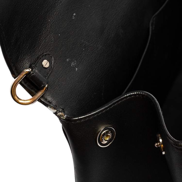 Pre Owned Dior Black Leather Medium Be Dior Top Handle Bag