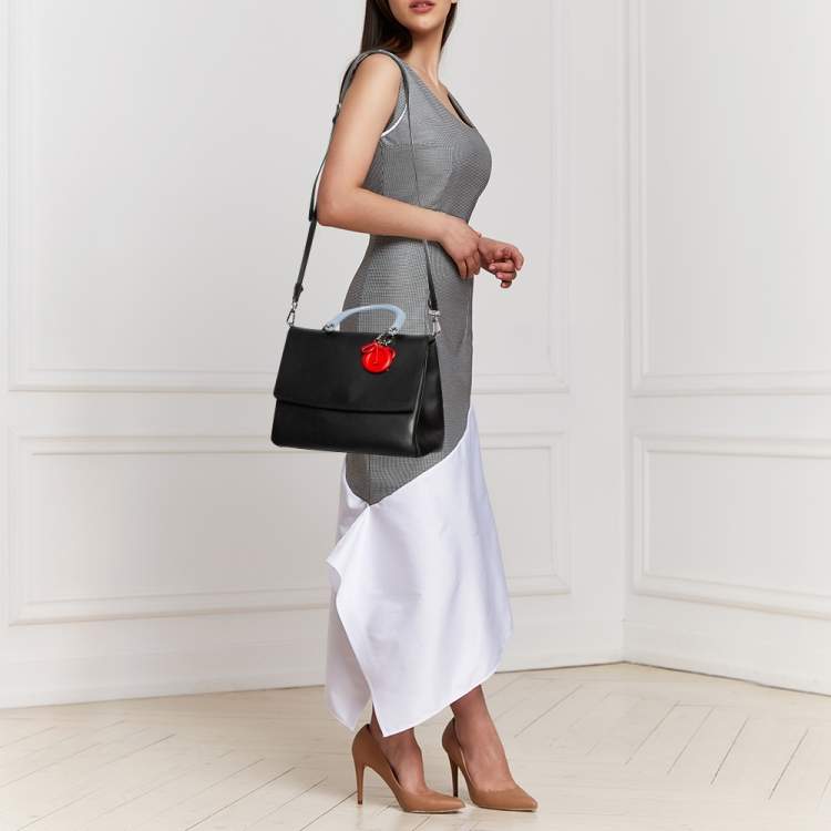 Pre Owned Dior Black Leather Medium Be Dior Top Handle Bag
