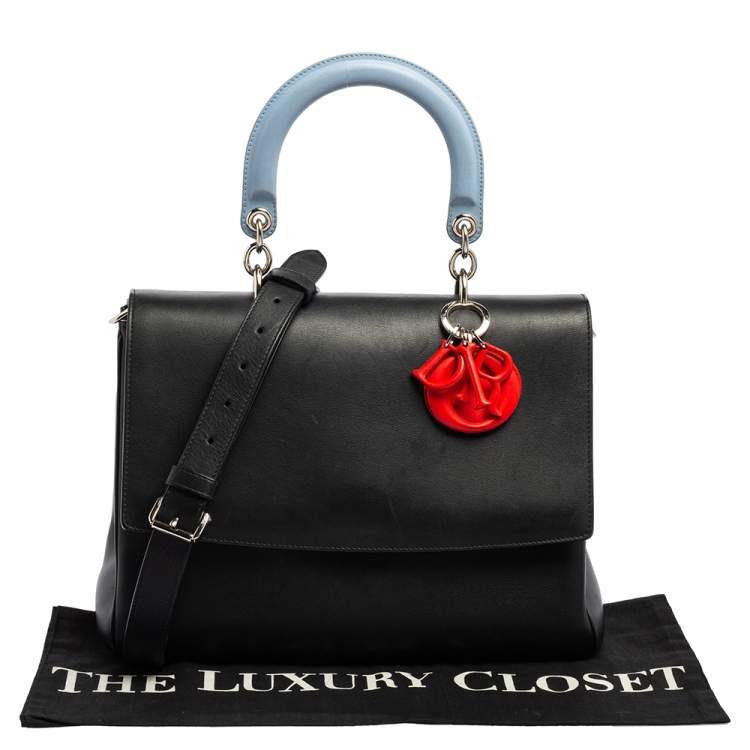 Pre Owned Dior Black Leather Medium Be Dior Top Handle Bag