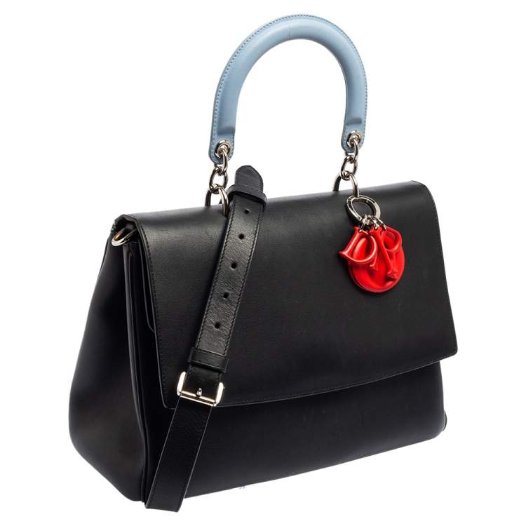 Pre Owned Dior Black Leather Medium Be Dior Top Handle Bag