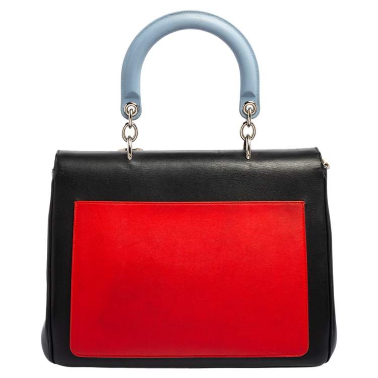 Pre Owned Dior Black Leather Medium Be Dior Top Handle Bag