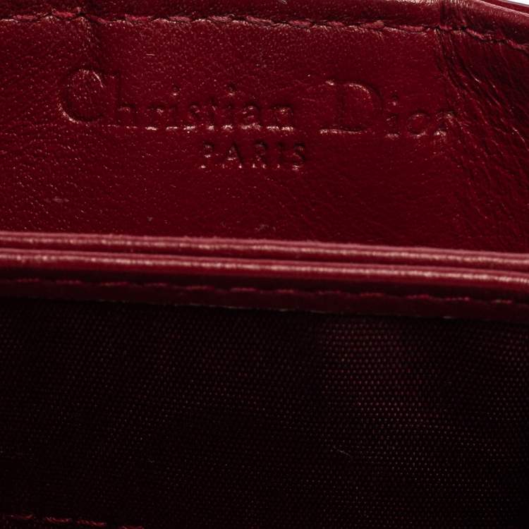 Pre Owned  Dior Red Cannage Patent Leather Lady Dior Gusset Card Case 