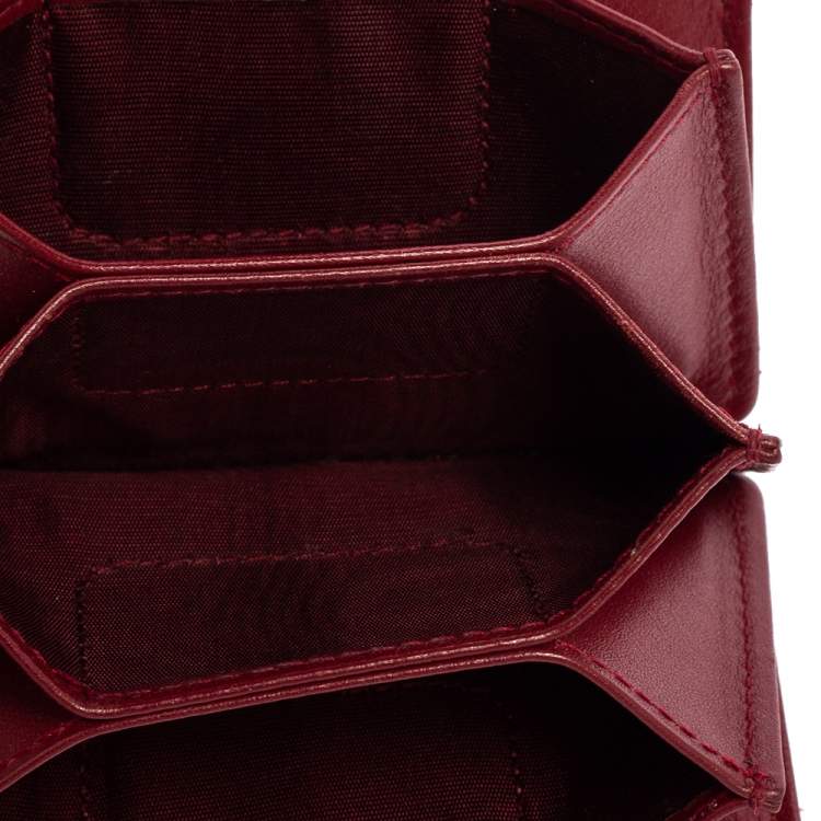 Pre Owned  Dior Red Cannage Patent Leather Lady Dior Gusset Card Case 