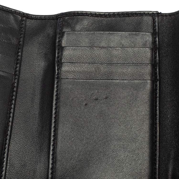 Pre Owned Dior Grey Micro Cannage Patent Leather Diorama Trifold Wallet