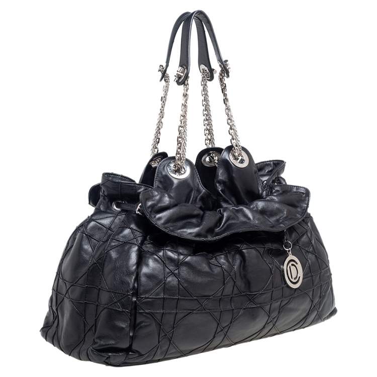 Pre Owned Dior Black Cannage Leather Le Trente Hobo