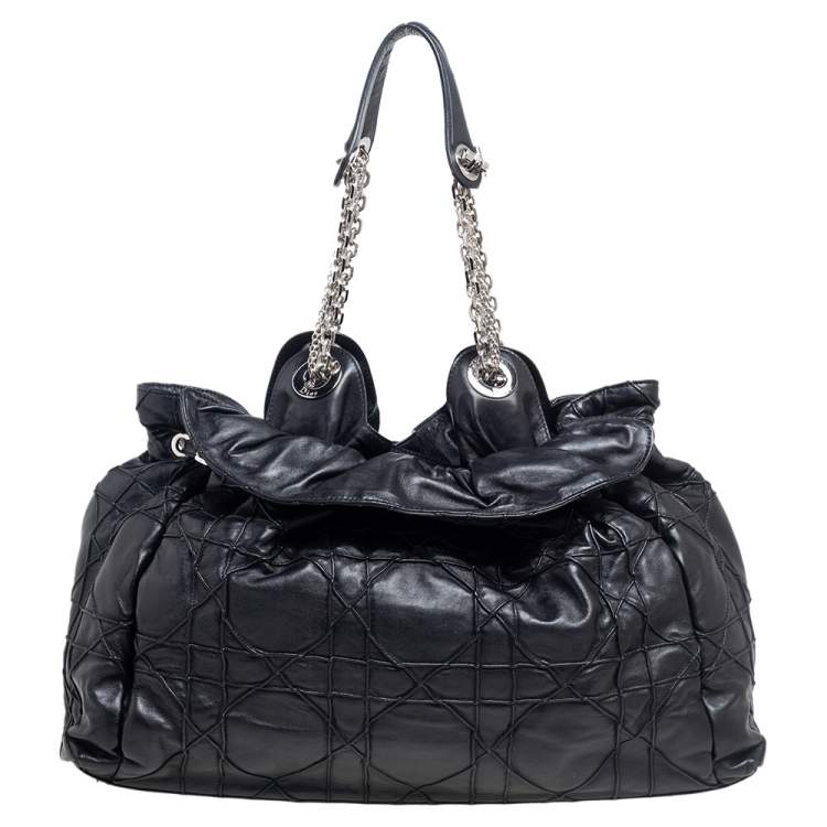 Pre Owned Dior Black Cannage Leather Le Trente Hobo