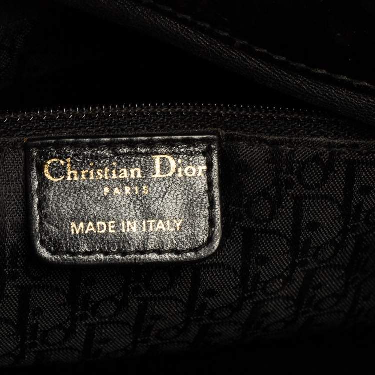 Pre Owned Dior Black Cannage Patent Leather Large Lady Dior Tote
