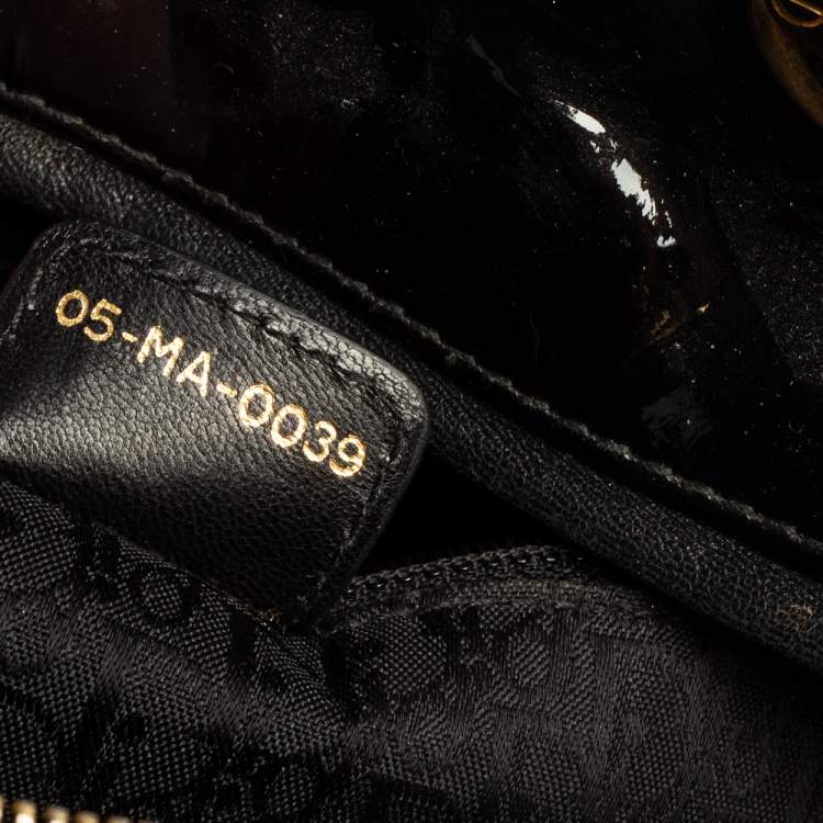 Pre Owned Dior Black Cannage Patent Leather Large Lady Dior Tote