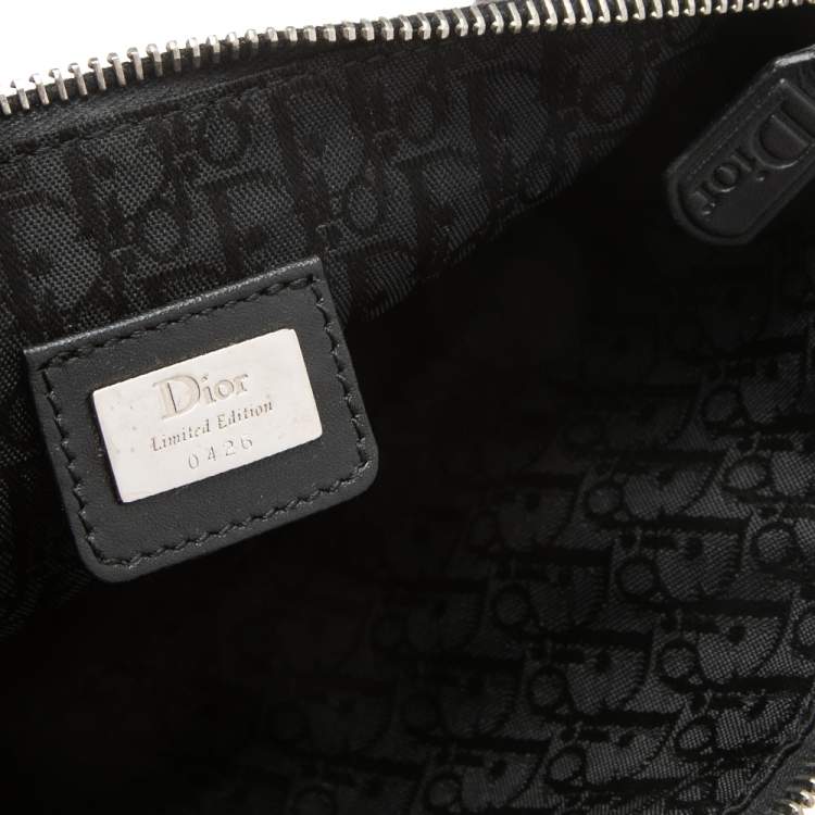 Pre Owned Dior Black/Red Floral Print Fabric Limited Edition Saddle Bag