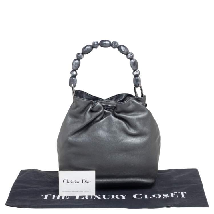 Pre Owned Dior Metallic Grey Leather Malice Hobo
