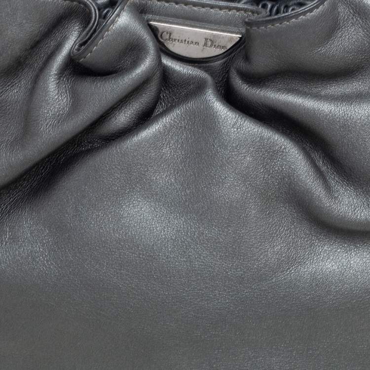 Pre Owned Dior Metallic Grey Leather Malice Hobo