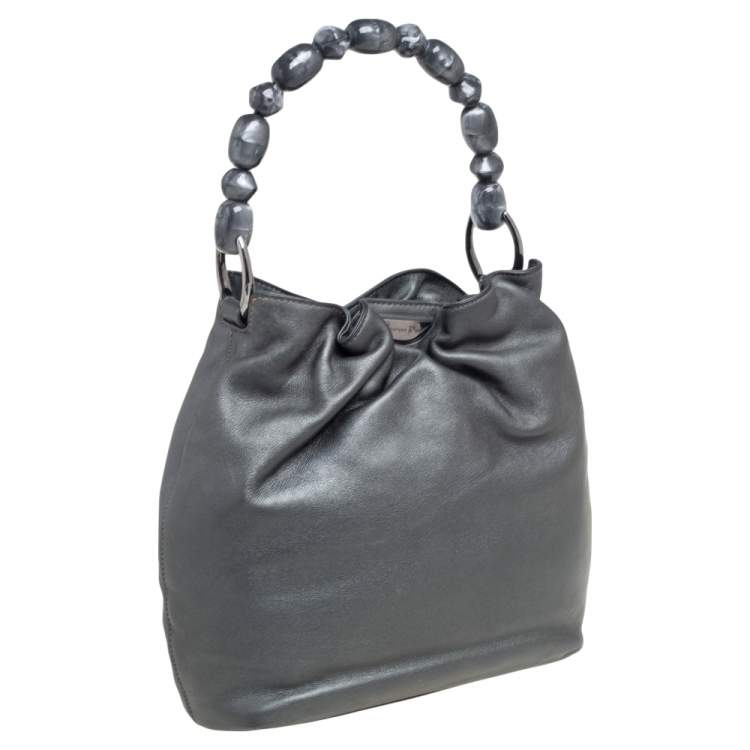 Pre Owned Dior Metallic Grey Leather Malice Hobo