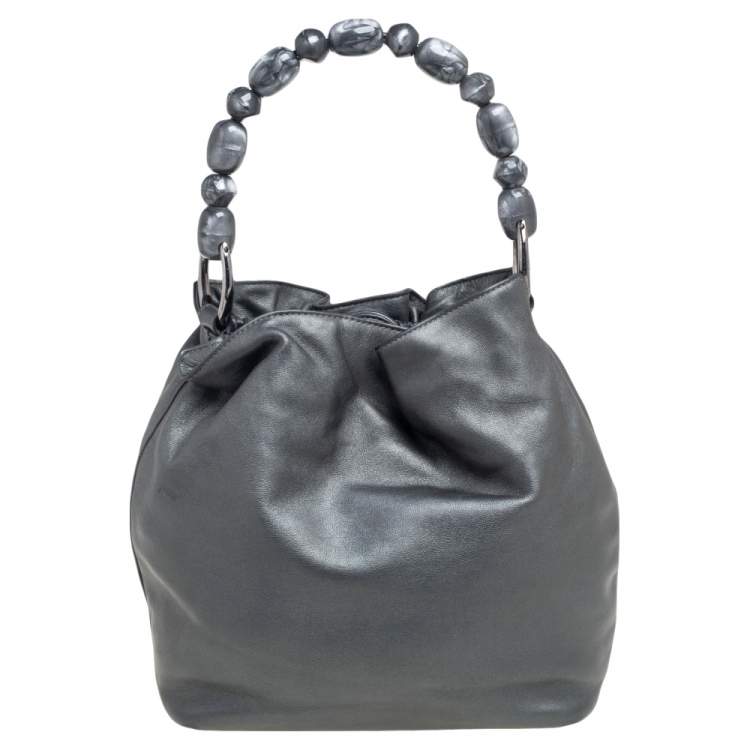 Pre Owned Dior Metallic Grey Leather Malice Hobo