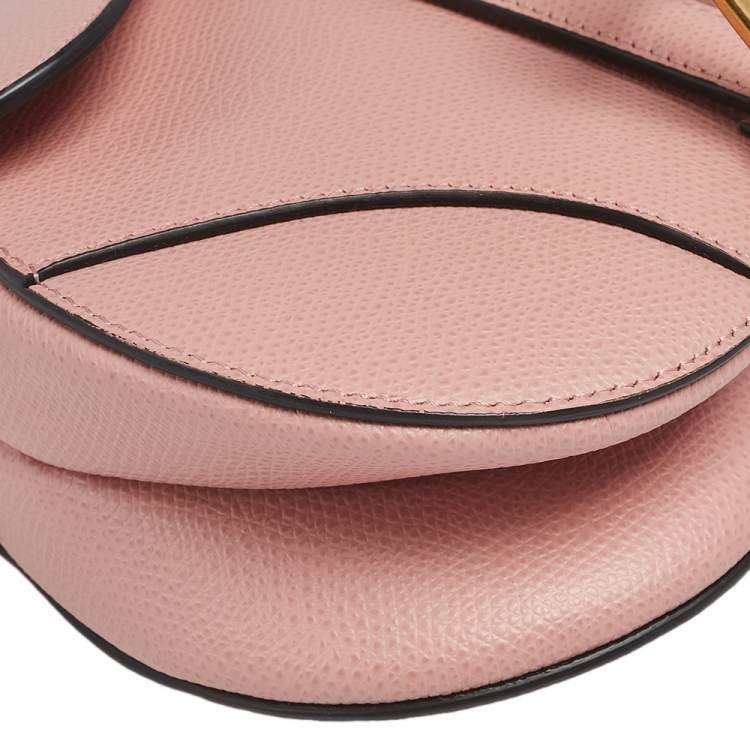 Pre Owned Dior Pink Grained Leather Saddle Bag