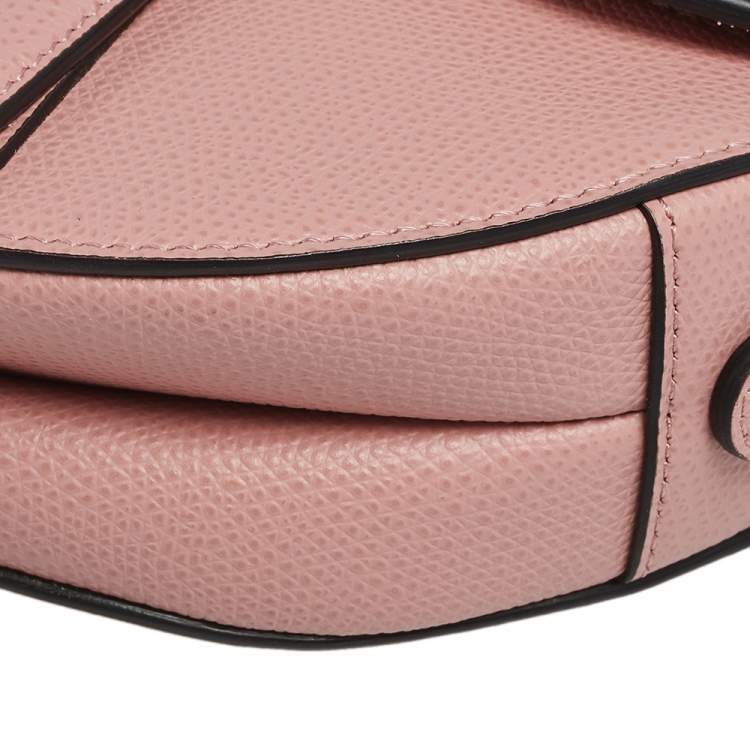 Pre Owned Dior Pink Grained Leather Saddle Bag