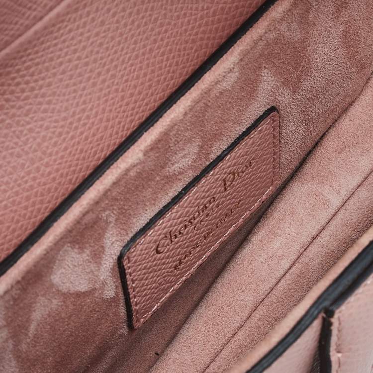 Pre Owned Dior Pink Grained Leather Saddle Bag