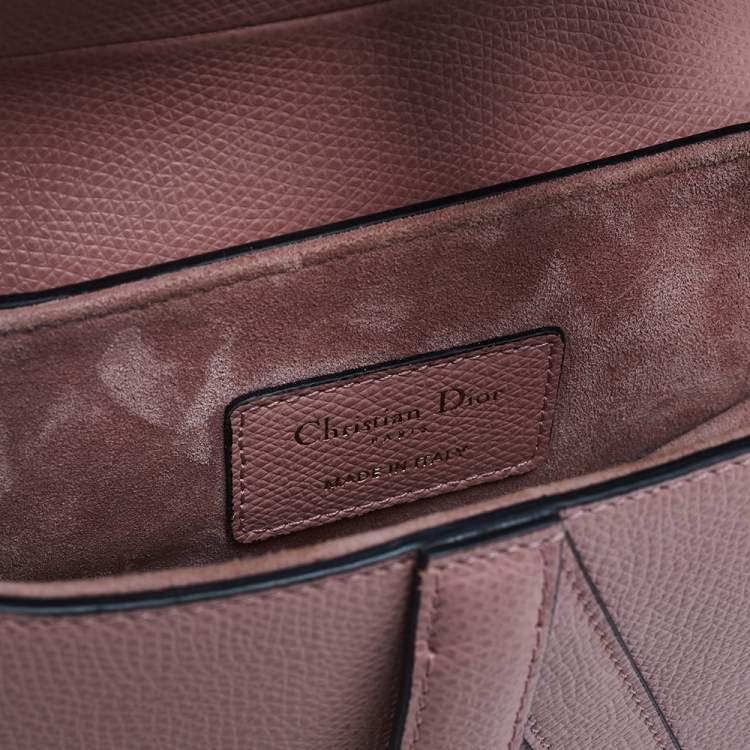 Pre Owned Dior Pink Grained Leather Saddle Bag