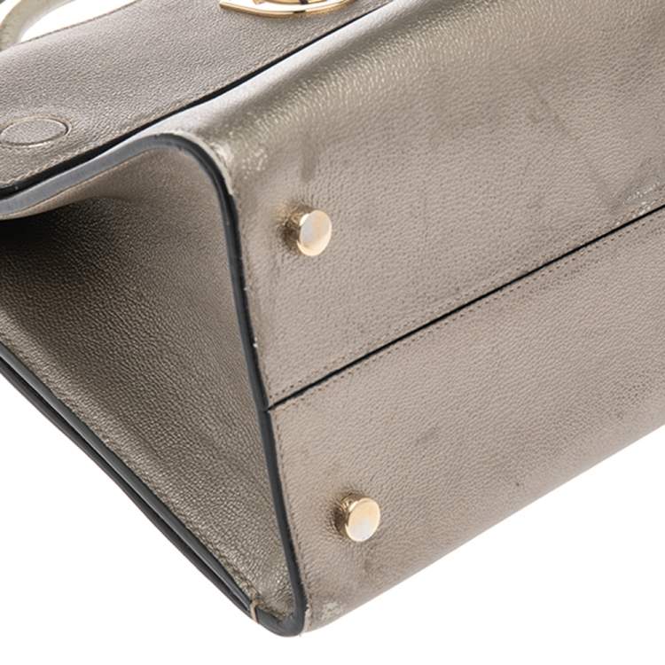 Pre Owned Dior Gold Leather Medium Diorever Tote