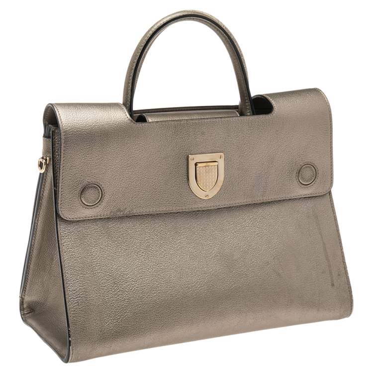Pre Owned Dior Gold Leather Medium Diorever Tote