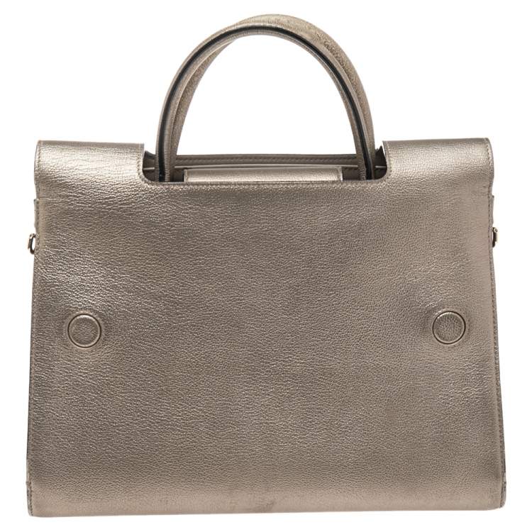 Pre Owned Dior Gold Leather Medium Diorever Tote