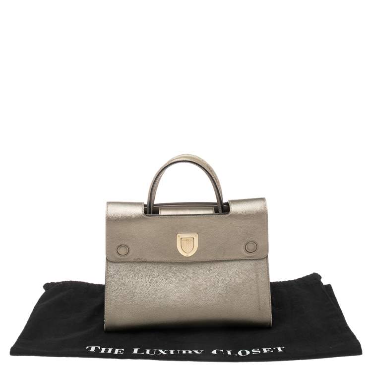 Pre Owned Dior Gold Leather Medium Diorever Tote