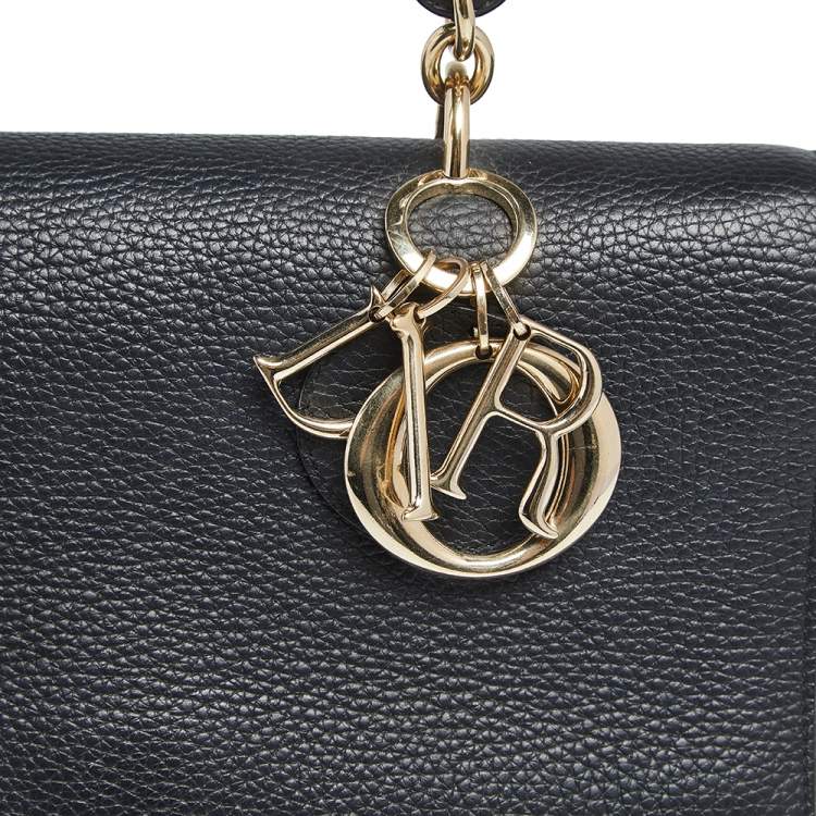 Pre Owned Dior Black Leather Medium Be Dior Flap Top Handle Bag