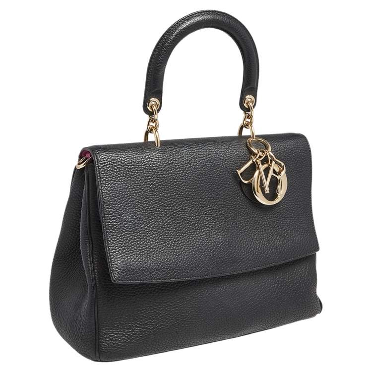 Pre Owned Dior Black Leather Medium Be Dior Flap Top Handle Bag