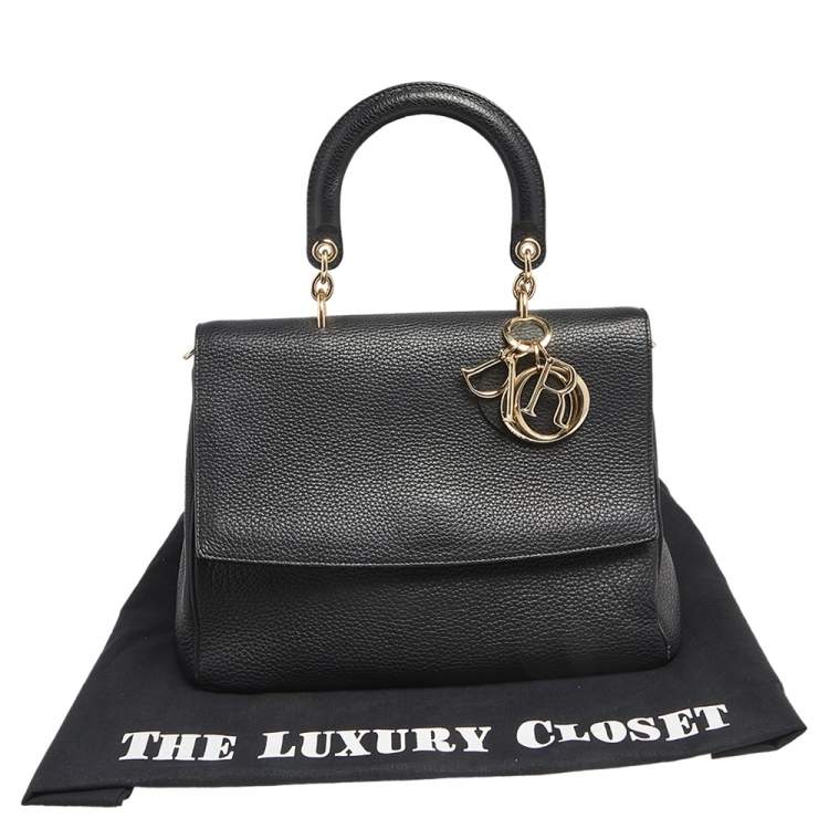 Pre Owned Dior Black Leather Medium Be Dior Flap Top Handle Bag